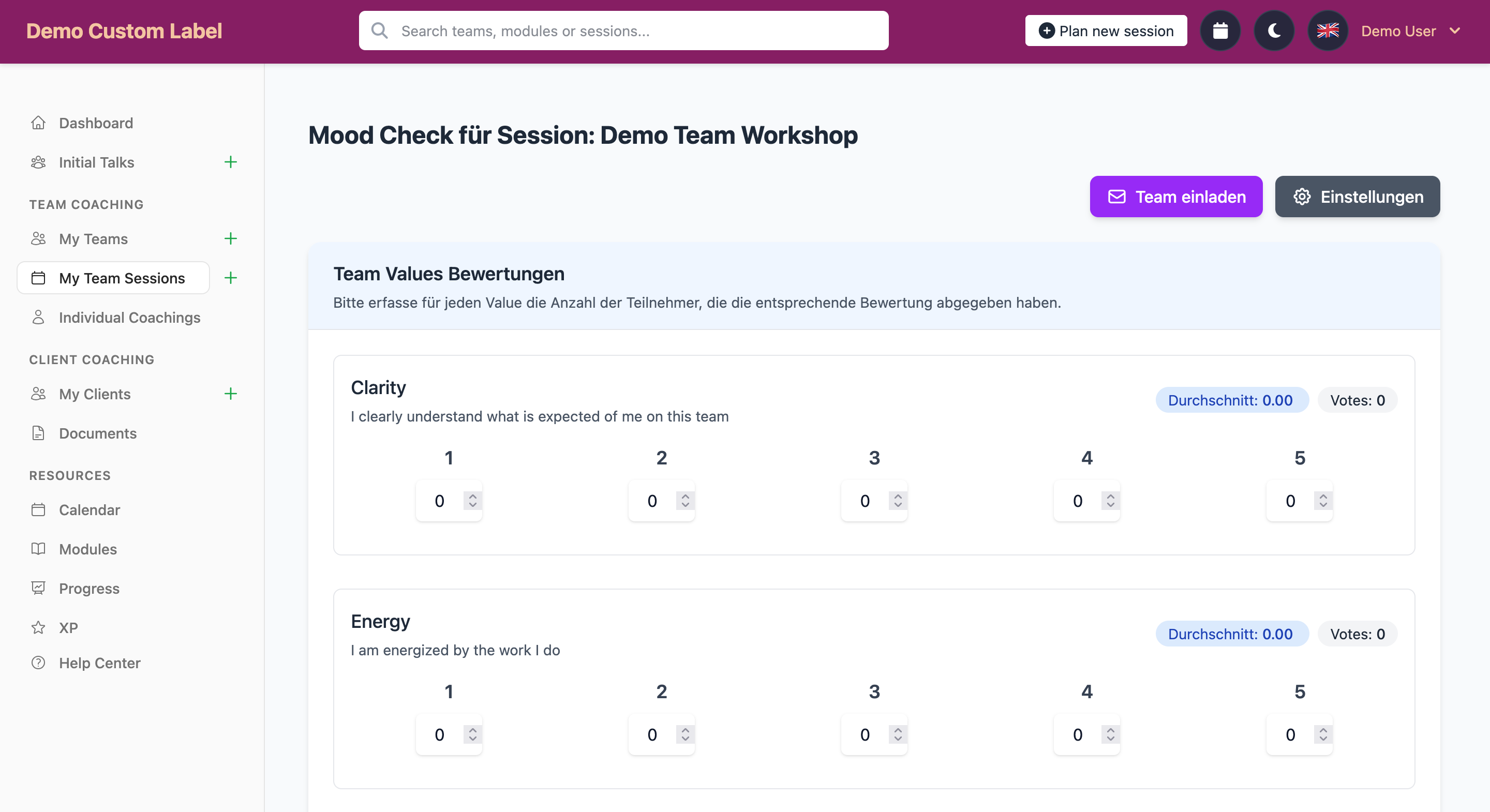 Bold Bloom team mood tracking dashboard